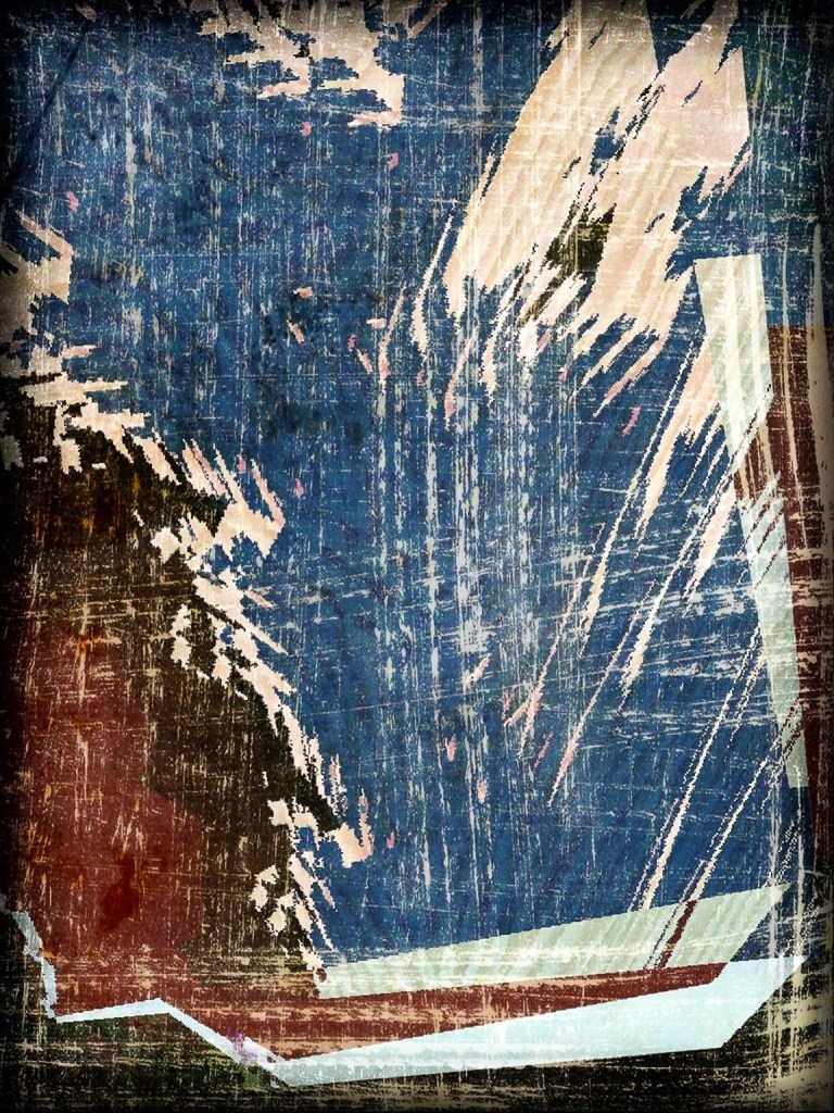 Abstract blue and brown painting graphic mix representing madness separated from its counterpart balance