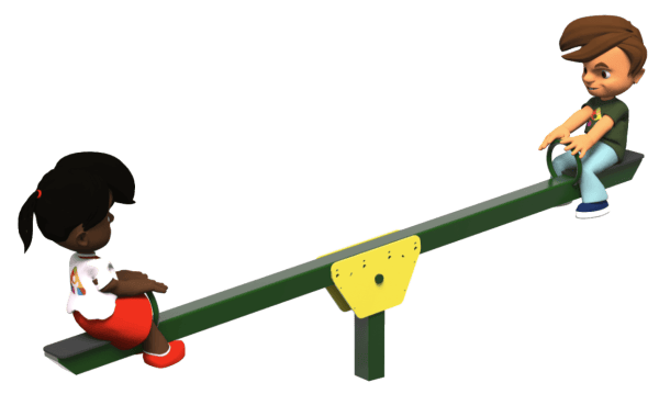 On a seesaw, being down replaces being up and vice versa – like opposites in the duality flow