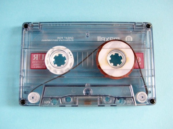 Audio cassette tape loop layout from the seventies illustrating sampled loops of music