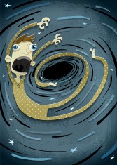 Graphic illustration of someone being pulled into a black hole gap toward Oneness