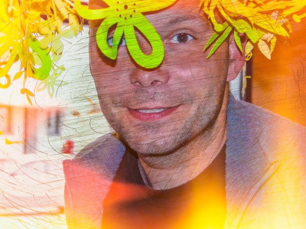 Abstract portrait photo of a mature male representing the interaction of fear and bravery